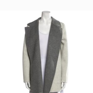 Women's Gray and Cream Coat By Theory Size Medium Cashmere Reversible
